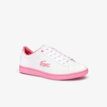 Lacoste Carnaby Evo Lace-up Synthetic Sneakers Dětské - Tenisky Bílé / Růžové | CZ-cvlYh6